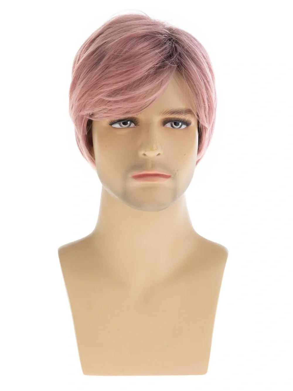 Short Pink Men's Synthetic Wig - Stylish Layered Cut
